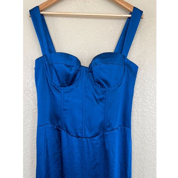 NEW REVOLVE Runway the Label Oura Maxi Dress XL Cobalt Blue Satin Corset Date - Picture 5 of 9